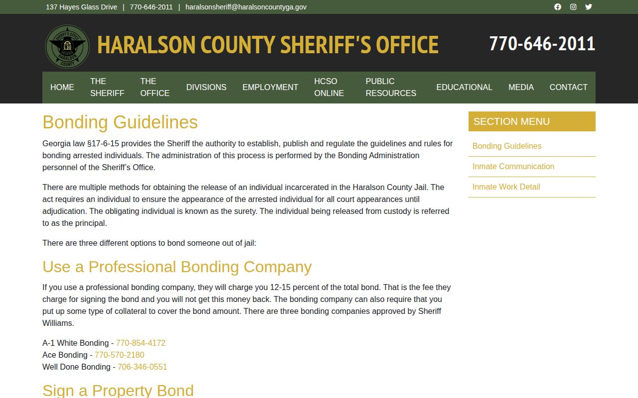 Haralson County bond-out and cash bond information
